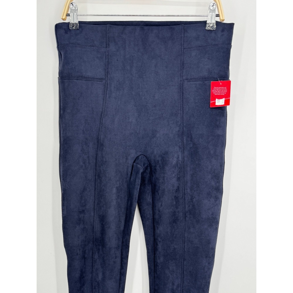 Spanx Faux Suede Leggings XL Tall Classic Navy High Rise Compression Slimming - Picture 5 of 12